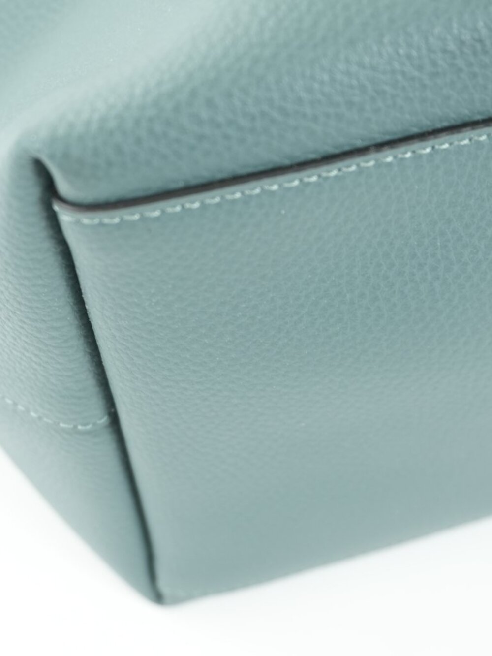 COACH Tote Green Pebbled Leather Handbag Shoulder Bag large - Picture 8 of 15